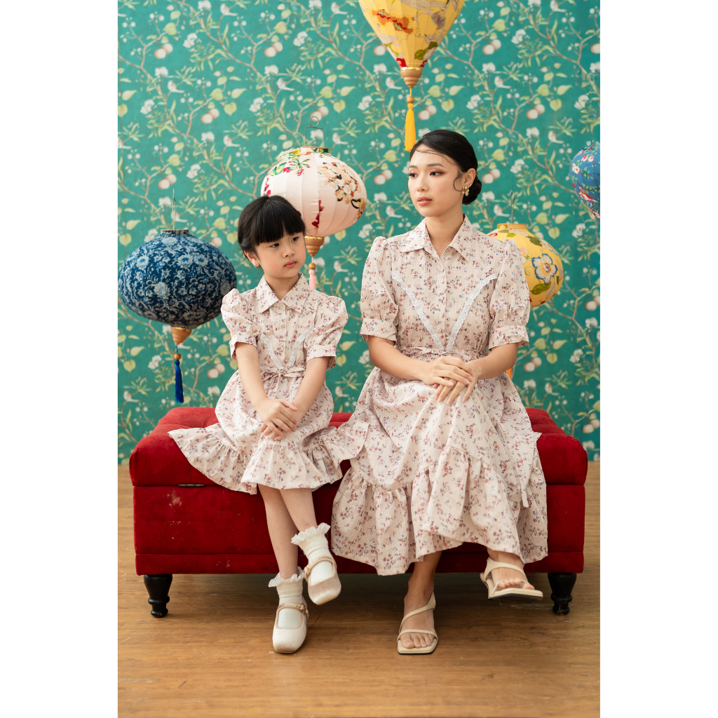 Ayaco Mini Shu Hua Floral Dress (Sky/Blush)