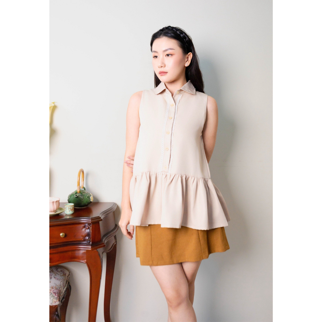 (LIMITED) Ayaco Nuna Top - Creme (Skirt)