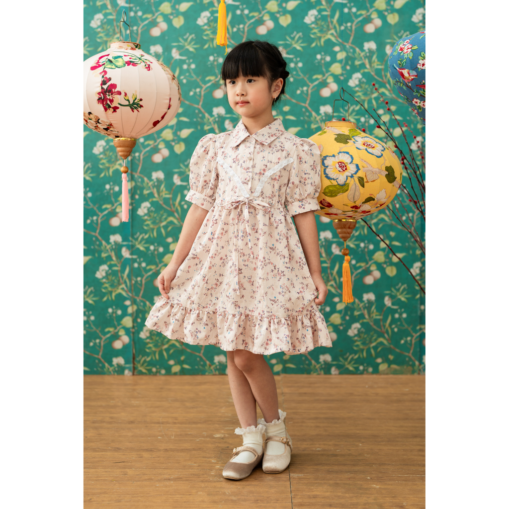 Ayaco Mini Shu Hua Floral Dress (Sky/Blush)