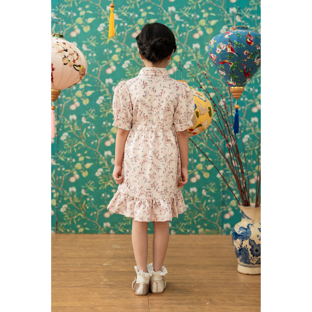 Ayaco Mini Shu Hua Floral Dress (Sky/Blush)
