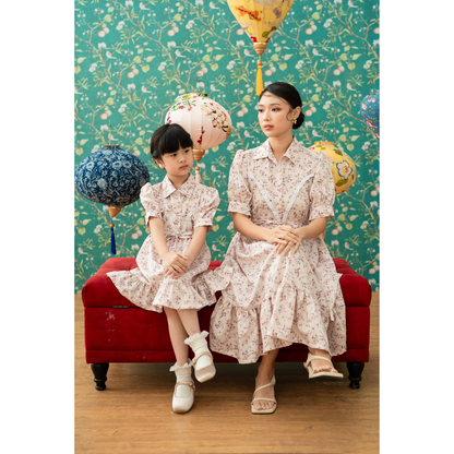 Ayaco Mini Shu Hua Floral Dress (Sky/Blush)