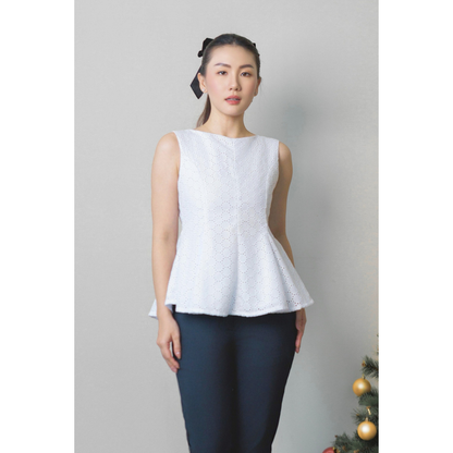 Ayaco Momo Peplum Top - White (Top+Pants)
