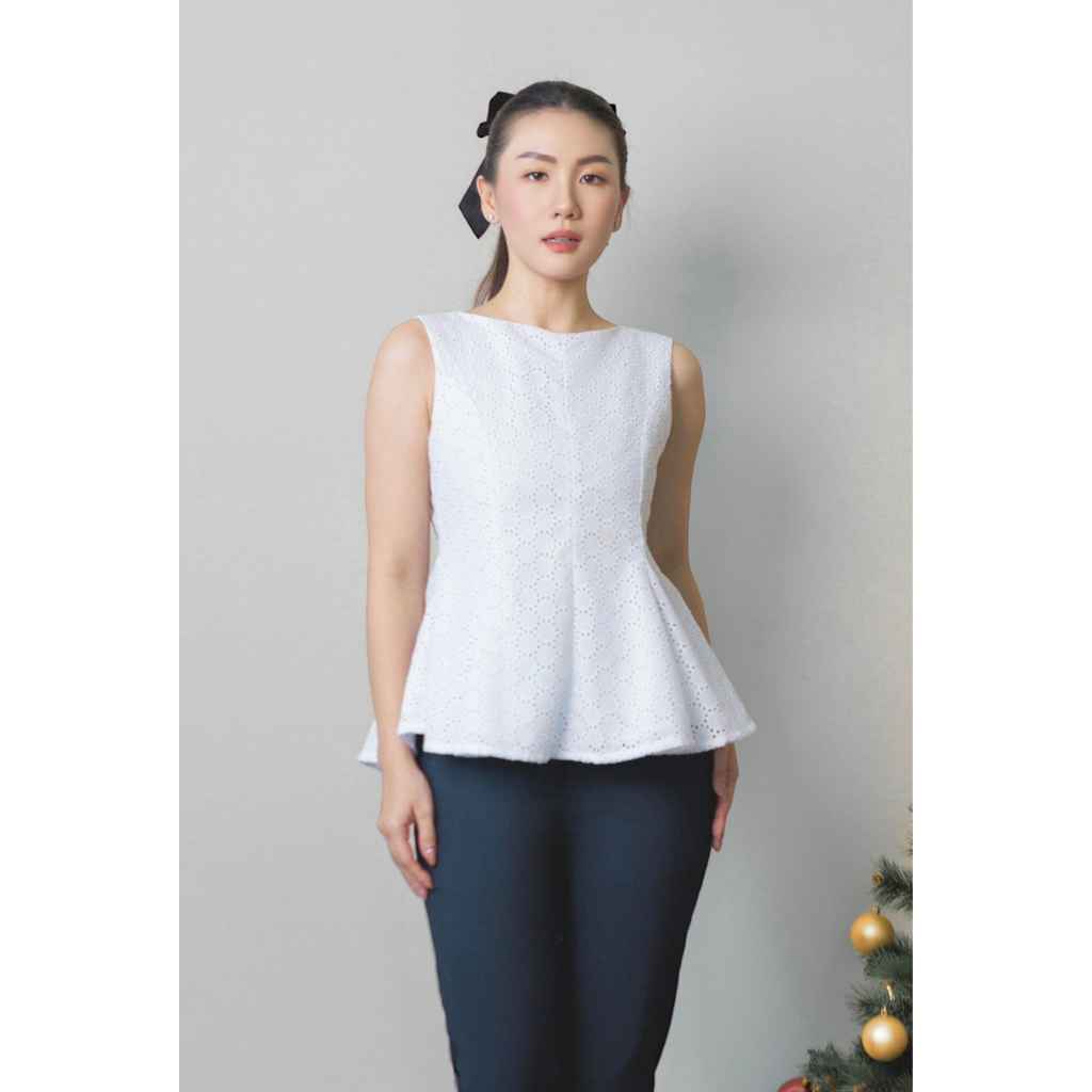 Ayaco Momo Peplum Top - White (Pants)