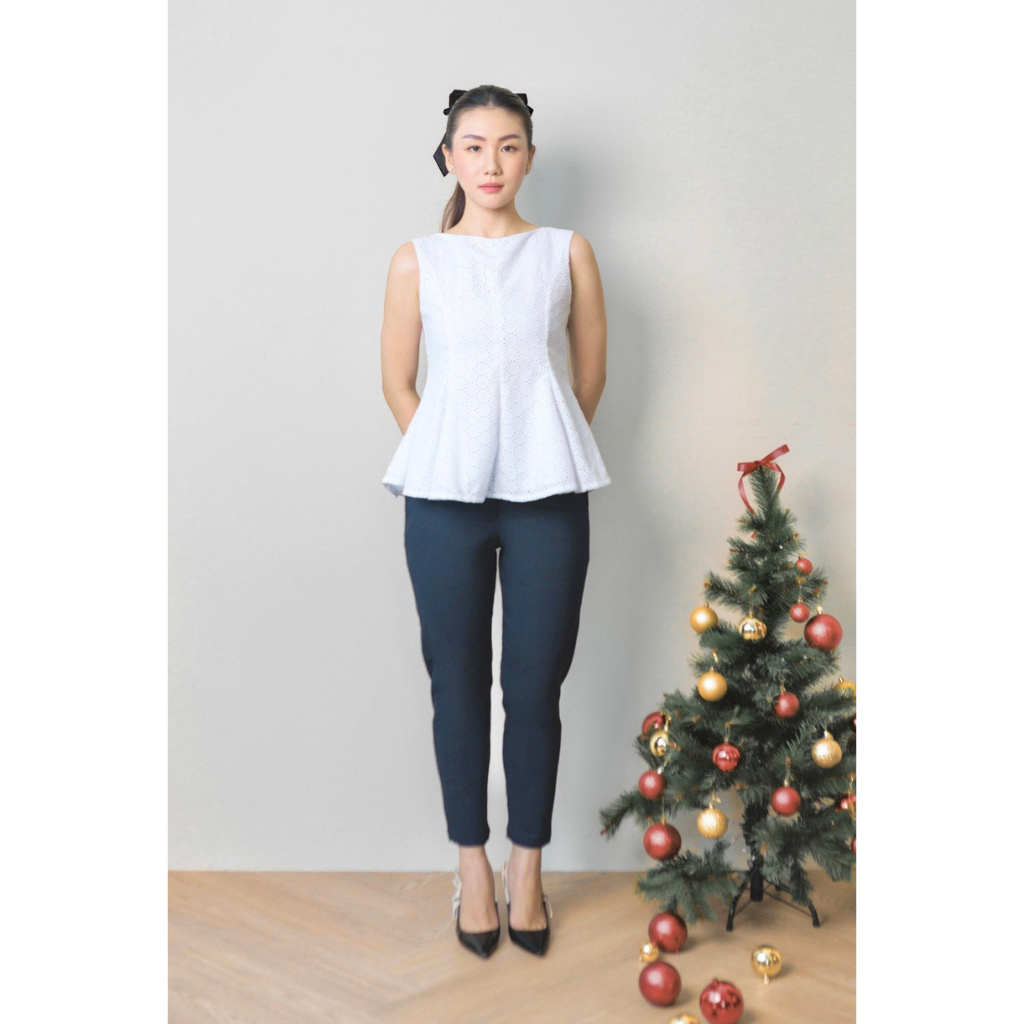 Ayaco Momo Peplum Top - White (Top+Pants)