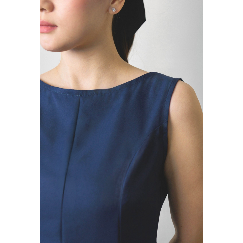 Ayaco Momo Peplum Top - Navy