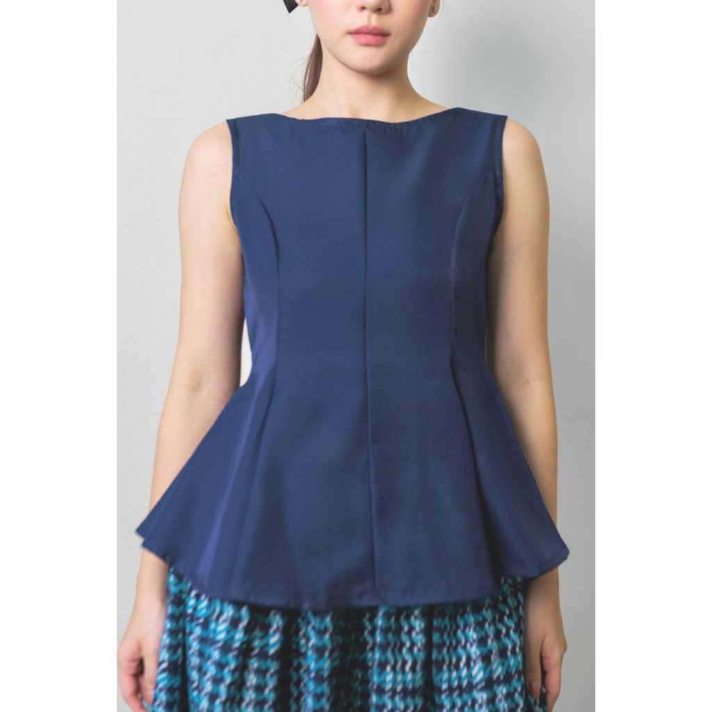 Ayaco Momo Peplum Top - Navy