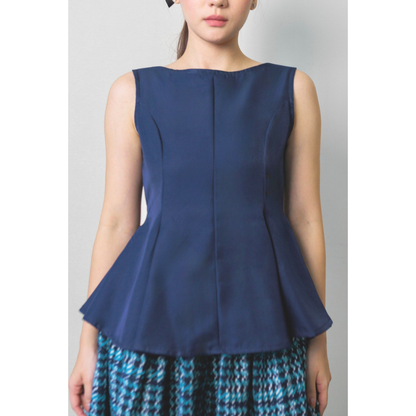 Ayaco Momo Peplum Top - Navy
