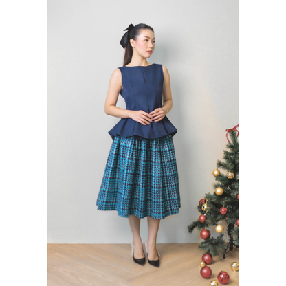 Ayaco Momo Peplum Top - Navy