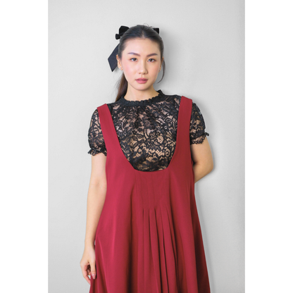 (LIMITED) Ayaco Rosy Dress in Wine (Inner Top+Outer Dress)