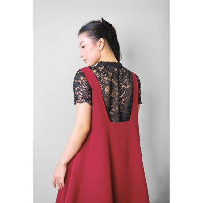 (LIMITED) Ayaco Rosy Dress in Wine (Inner Top+Outer Dress)