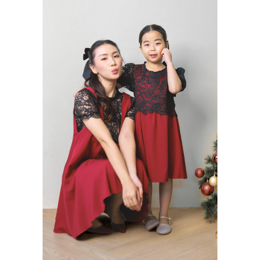 (LIMITED) Ayaco Rosy Dress in Wine (Inner Top+Outer Dress)