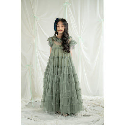 Mini Minji Tulle Dress (Rosewood / Pistachio)