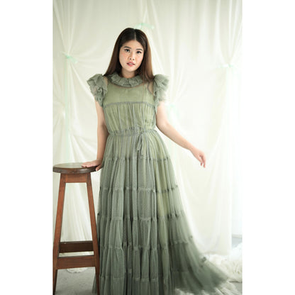 Minji Tulle Dress (Rosewood / Pistachio)