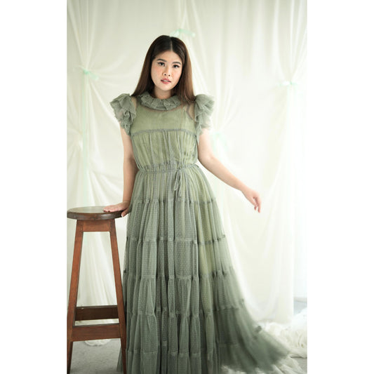 Minji Tulle Dress (Rosewood / Pistachio)