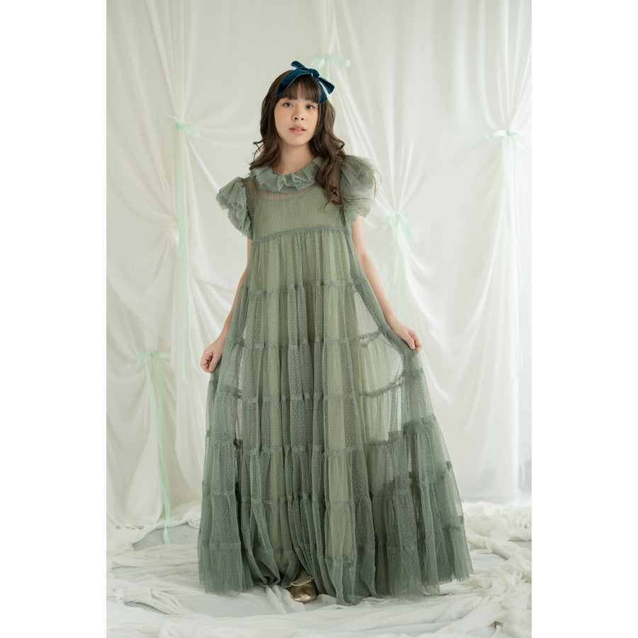 Minji Tulle Dress (Rosewood / Pistachio)