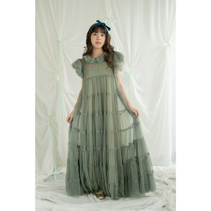 Minji Tulle Dress (Rosewood / Pistachio)
