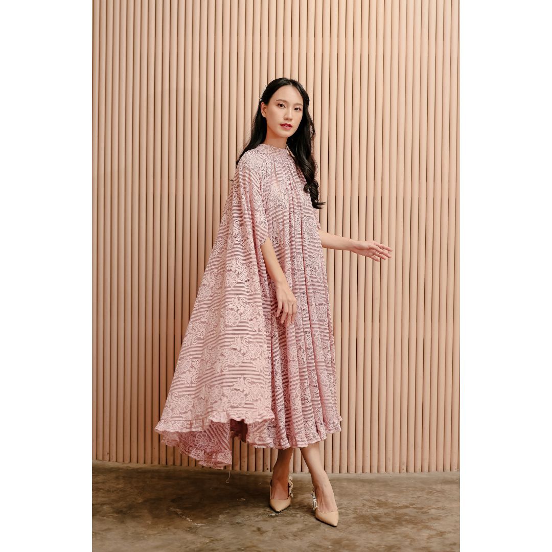 Moon Cape Dress (Cream/Rose)