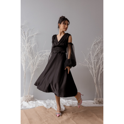 Bundle Dae Draped Dress + Dae Tulle Sleeve (Snow/Onyx)