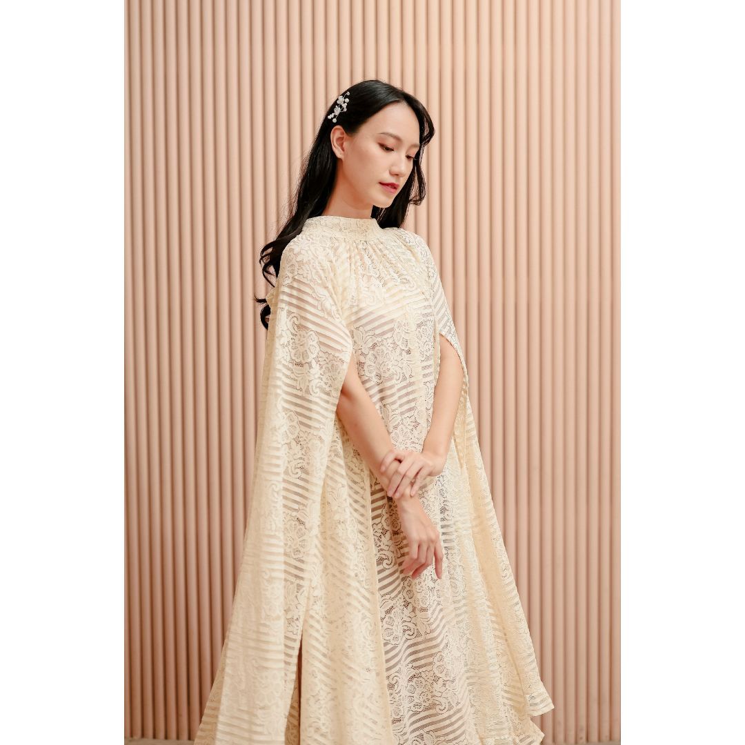 Moon Cape Dress (Cream/Rose)