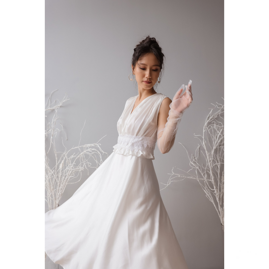 Bundle Dae Draped Dress + Dae Tulle Sleeve (Snow/Onyx)