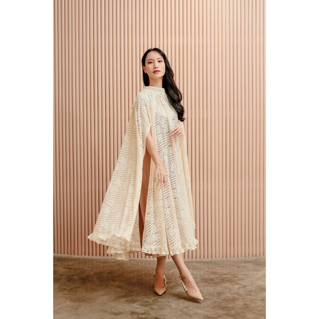 Moon Cape Dress (Cream/Rose)