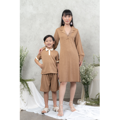 Bundle Jiwon Dress + Mini Jiwon Set (Mocca)